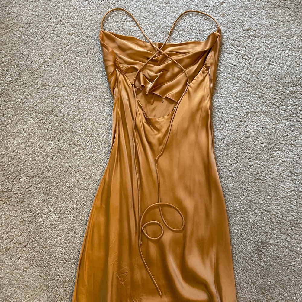 Aritzia Burnt Orange Silk Dress